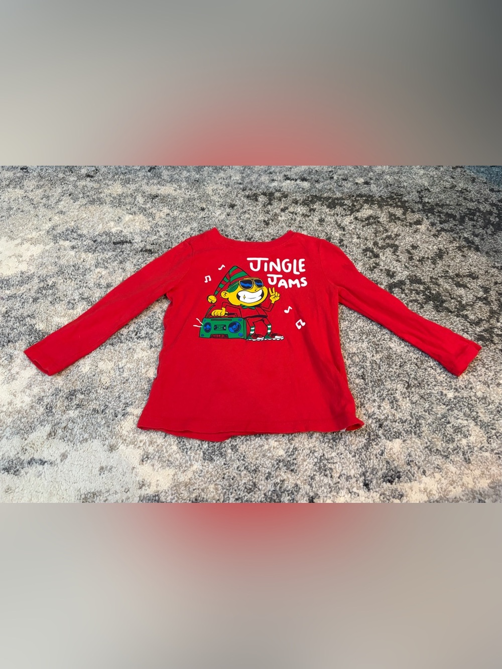 Red "Jingle Jams" Graphic Kids Long Sleeve Shirt